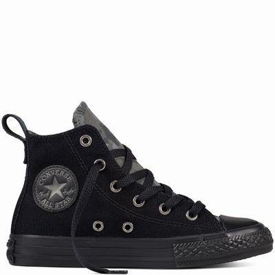 Converse Chuck Taylor All Star Utility Camo High Tops Kids - Black/Black Shoes (960HJGOL)